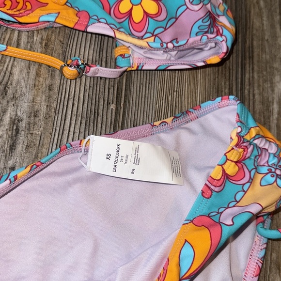 Colorful Floral Bikini Set boho bright XS NEW matching set - Picture 2 of 4